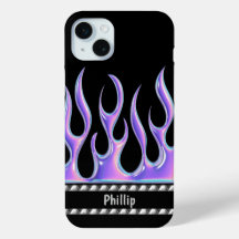 Personlig Black med 3D Lila Flames & Chrome