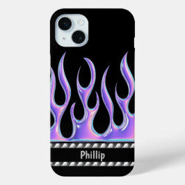 Personlig Black med 3D Lila Flames & Chrome