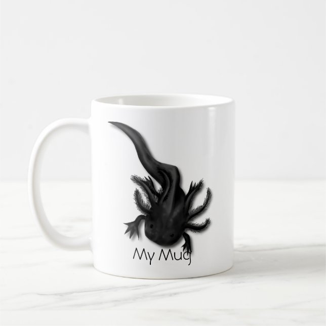 Personlig Black Melanoid Axolotl Art Kaffemugg (Vänster)