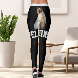 Personlig Black Namn Cute Siamese Cat Pet Photo Leggings