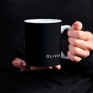 Personlig Black & Namn Monogram Elegant Kaffemugg