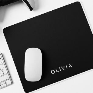 Personlig Black & Namn Monogram Elegant Musmatta