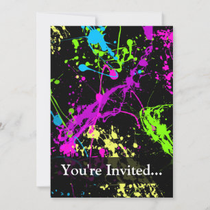 Personlig Black/Neon Splatter Inbjudningar
