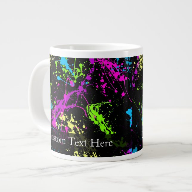 Personlig Black/Neon Splatter Jumbo Mugg (Framsida vänster)