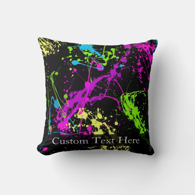 Personlig Black/Neon Splatter Kudde (Framsida)