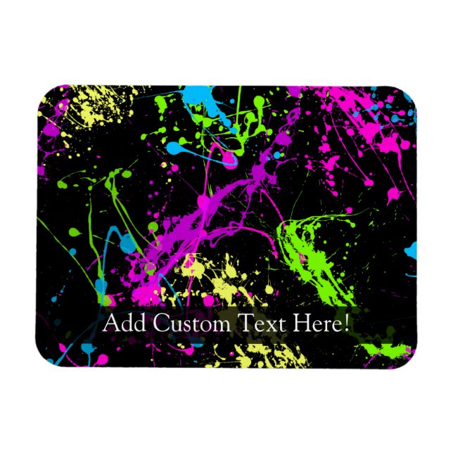 Personlig Black/Neon Splatter Magnet (Horisontell)