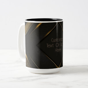 Personlig Black och Guld Chevron Två-Tonad Mugg