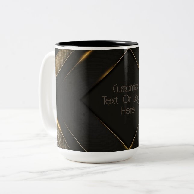 Personlig Black och Guld Chevron Två-Tonad Mugg (Framsida vänster)