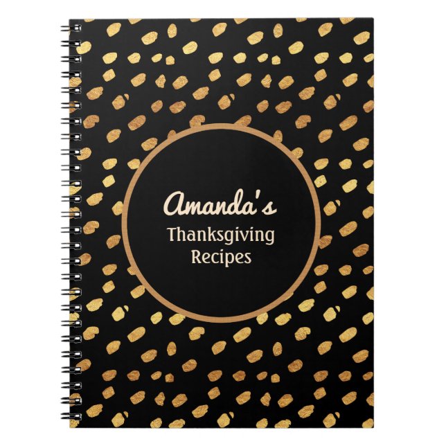Personlig Black och Guld Monogram Journal Anteckningsbok (Framsidan)