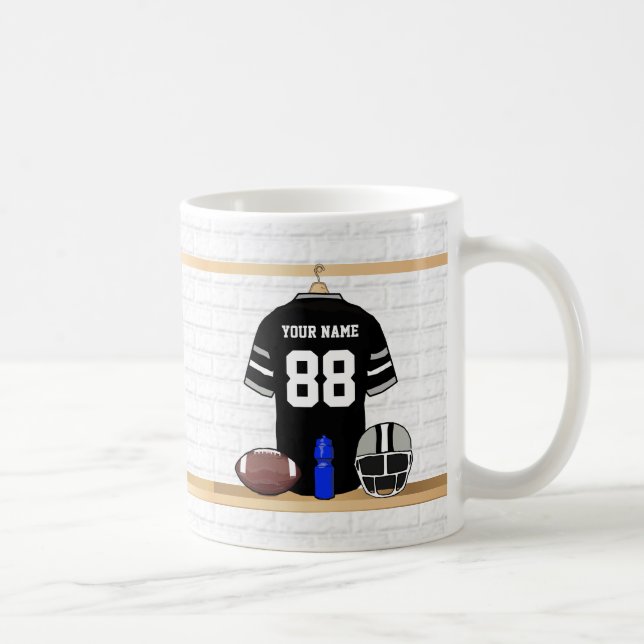 Personlig Black och Silver Grått Football Jersey Kaffemugg (Höger)
