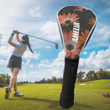 Personlig Black Orange Blommigt Monogramme