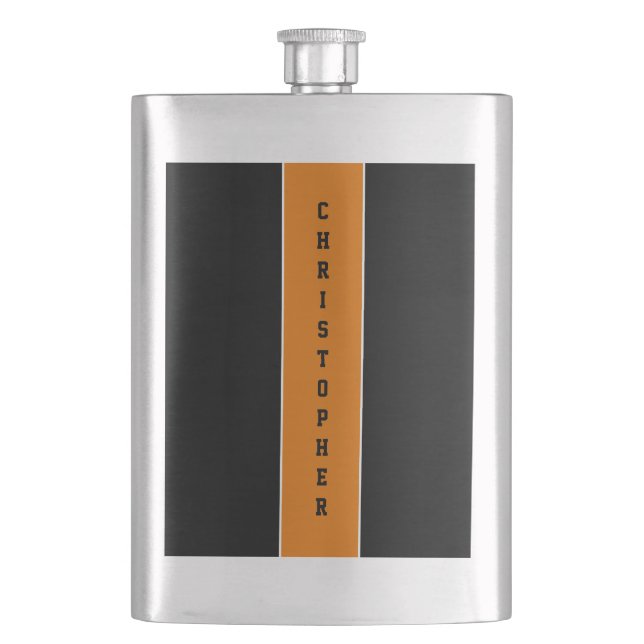 Personlig Black Orange Rand Masculine-kolv Fickplunta (Framsidan)