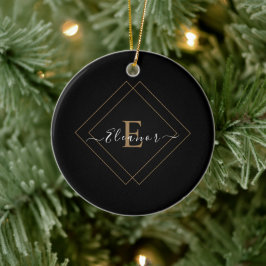 Personlig Black Ornaments med Namn Julgransprydnad Keramik