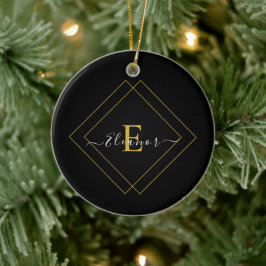 Personlig Black Ornaments med Namn Julgransprydnad Keramik