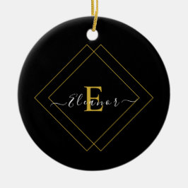 Personlig Black Ornaments med Namn Julgransprydnad Keramik
