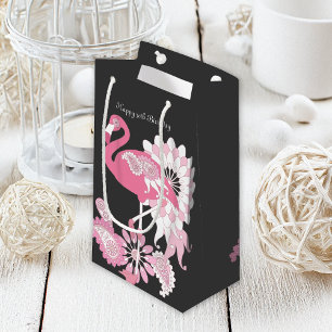 Personlig Black Paisley Rosa Flamingo Birthday