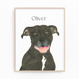 Personlig Black Pitbull Hund Art Fototryck