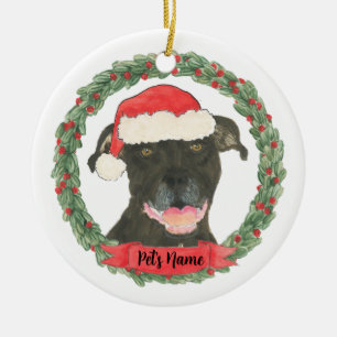 Personlig Black Pitbull Staffy Julgransprydnad Keramik