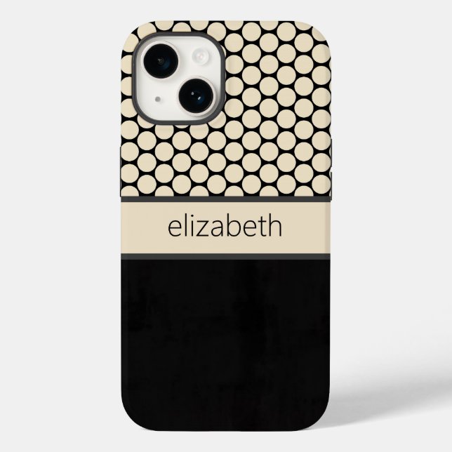 Personlig Black Polka dots Phone Case (Baksida)
