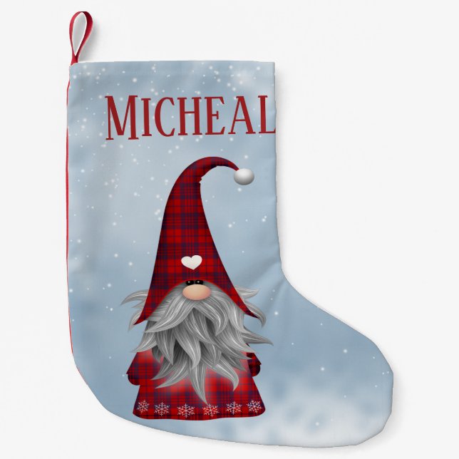 Personlig Black & Red Buffalo Play Helgdag Elf Liten Julstrumpa (Framsidan)