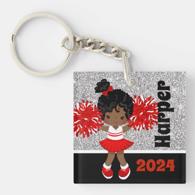 Personlig Black & Red Cheerlead Keychain (Framsidan)