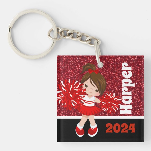Personlig Black & Red Cheerlead Keychain (Framsidan)