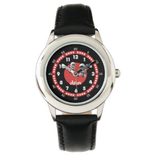 Personlig Black & Red Ninja Hero Hour & Minute Armbandsur