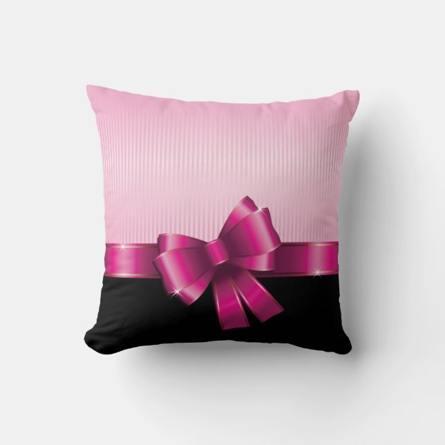 Personlig Black ROSA GRADIENT Rand ROSA BOW Kudde (Framsida)