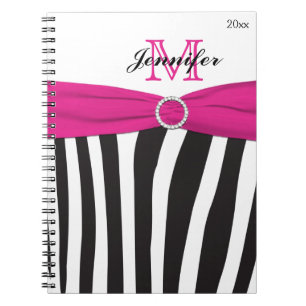 Personlig Black Rosa White Stripe-bärbar dator Anteckningsbok