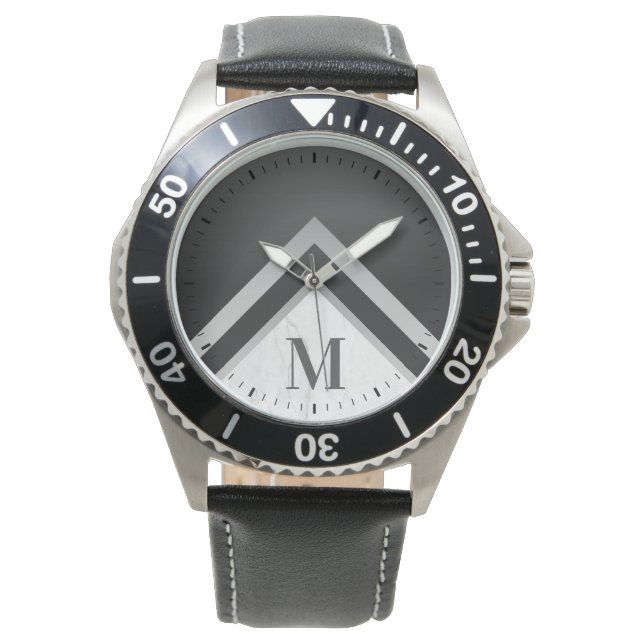 Personlig Black Silver Marble Geometric Armbandsur (Framsida)