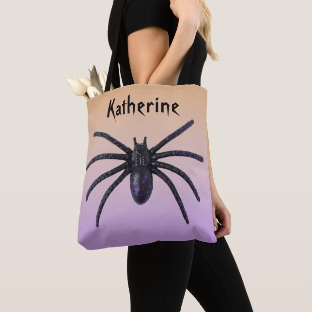 Personlig Black Spider Bag för Halloween Tygkasse (Närbild)