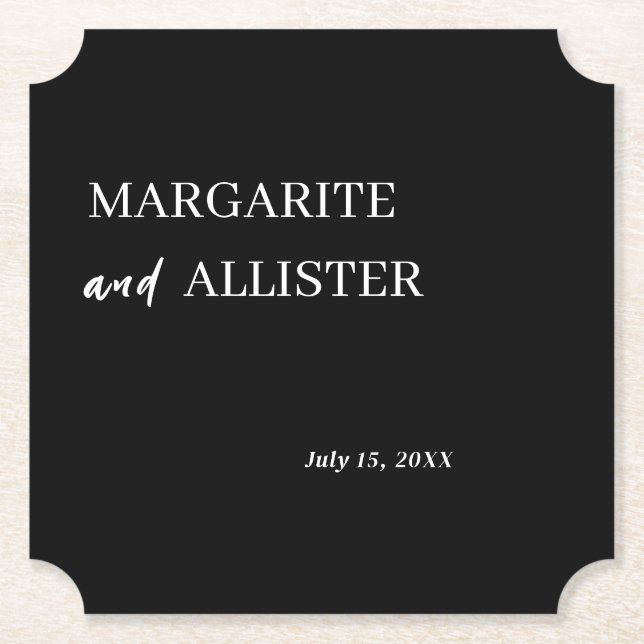 Personlig Black Square Bröllop Underlägg Papper (Framsida)