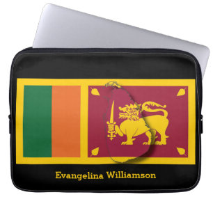 Personlig BLACk Sri Lanka Flagga Laptop Fodral