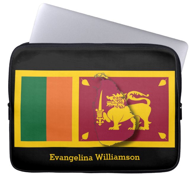 Personlig BLACk Sri Lanka Flagga Laptop Fodral (Framsidan)