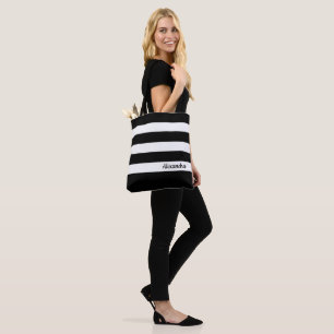 Personlig Black Stripe Tote Bag Tygkasse