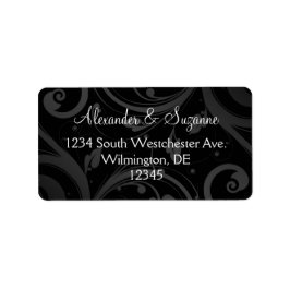 Personlig Black Swirl Bröllop eller Favoritetikett Adressetikett