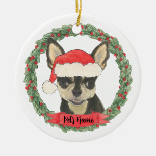 Personlig Black & Tan Chihuahua Julgransprydnad Keramik