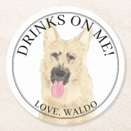 Personlig Black & Tan German Shepherd Bröllop Underlägg Papper Rund