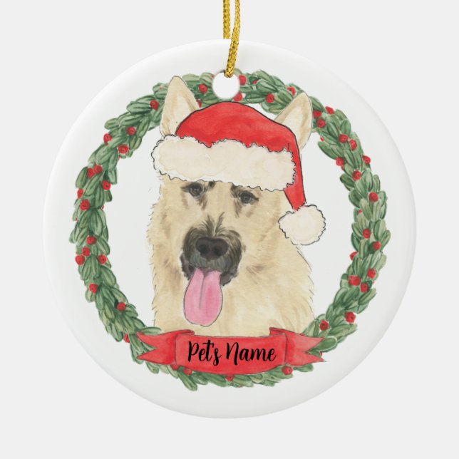 Personlig Black & Tan German Shepherd Julgransprydnad Keramik (Framsidan)