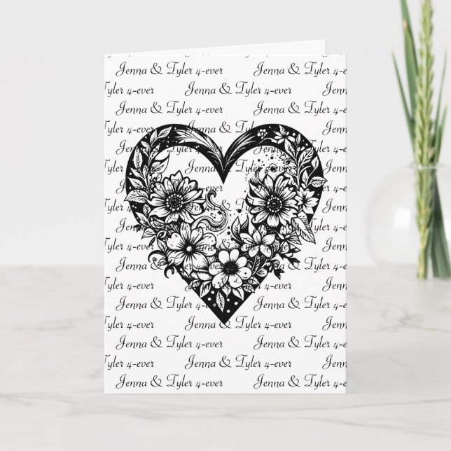 Personlig Black Tribal Heart Valentine Day Kort (Framsida)