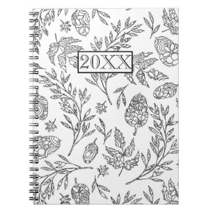 Personlig Black White Acorn Foliage Design Anteckningsbok