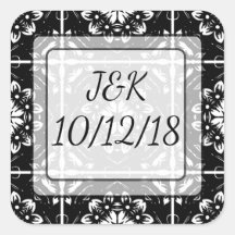 Personlig Black & White Blommigt Mandala Sticker