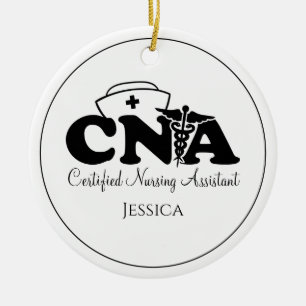 Personlig Black White CNA Nurse-jul Julgransprydnad Keramik
