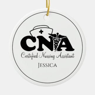 Personlig Black White CNA Nurse-jul Julgransprydnad Keramik