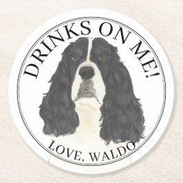 Personlig Black White English Springer Spain Underlägg Papper Rund