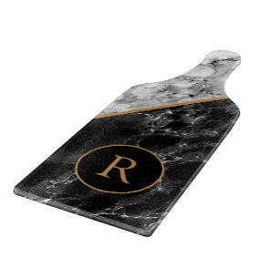 Personlig Black White Faux Marble Cutter Board