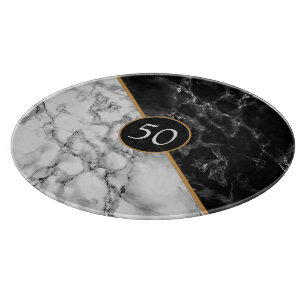 Personlig Black White Faux Marble Cutter Board