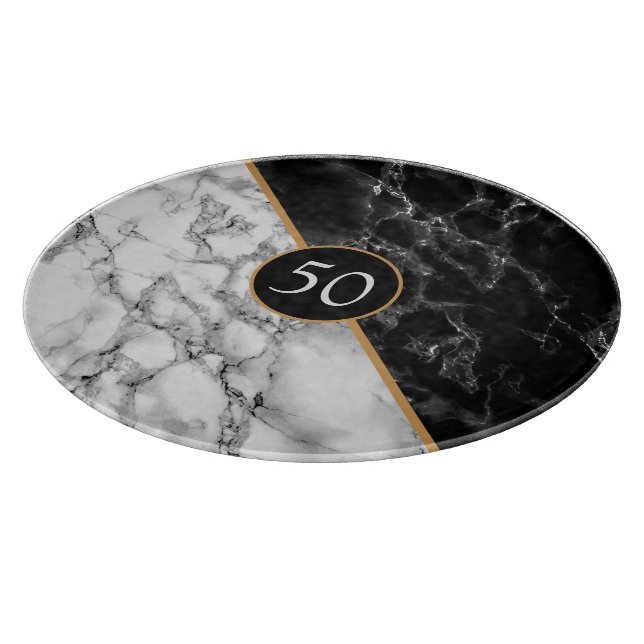 Personlig Black White Faux Marble Cutter Board (Hörn)