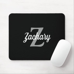 Personlig Black White Grått Retro Monogram Musmatta