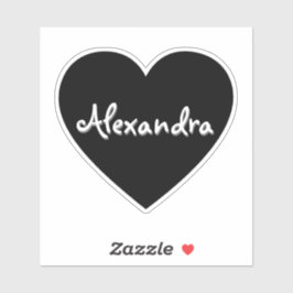 Personlig Black White Heart Namn Klistermärken